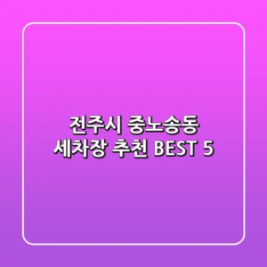 전주시 중노송동 세차장 추천 BEST 5