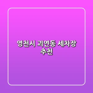 영천시 괴연동 세차장 추천