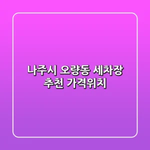 나주시 오량동 세차장 추천 [가격/위치]