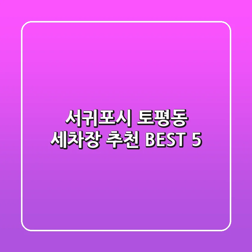 서귀포시 토평동 세차장 추천 BEST 5