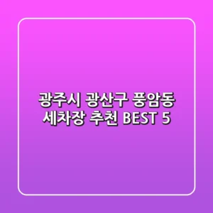 광주시 광산구 풍암동 세차장 추천 BEST 5