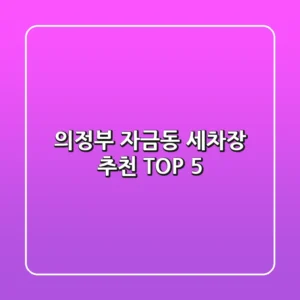 의정부 자금동 세차장 추천 TOP 5