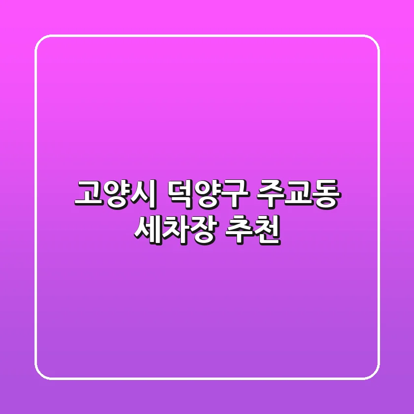 고양시 덕양구 주교동 세차장 추천