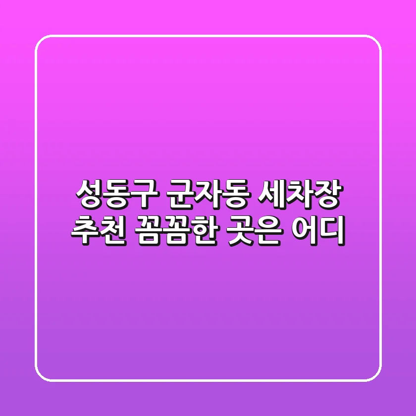 성동구 군자동 세차장 추천: 꼼꼼한 곳은 어디?