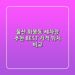 울산 화봉동 세차장 추천 BEST 가격, 위치 비교