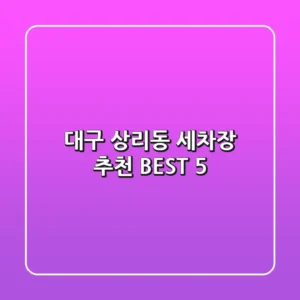 대구 상리동 세차장 추천 BEST 5
