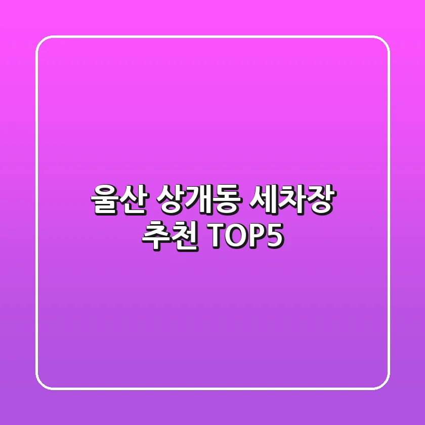 울산 상개동 세차장 추천 TOP5