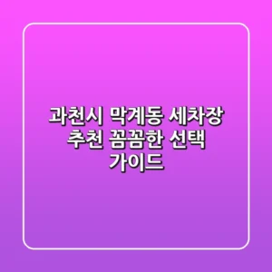 과천시 막계동 세차장 추천: 꼼꼼한 선택 가이드