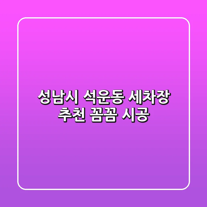 성남시 석운동 세차장 추천: 꼼꼼 시공!