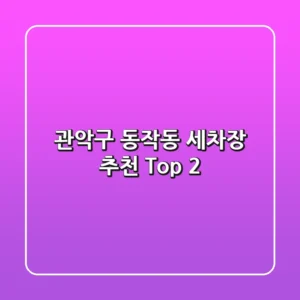 관악구 동작동 세차장 추천 Top 2