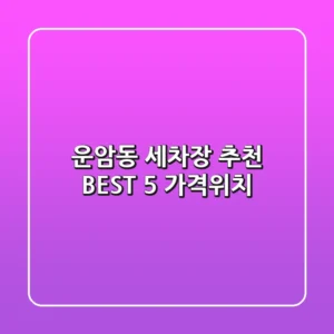 운암동 세차장 추천 BEST 5 (가격/위치)