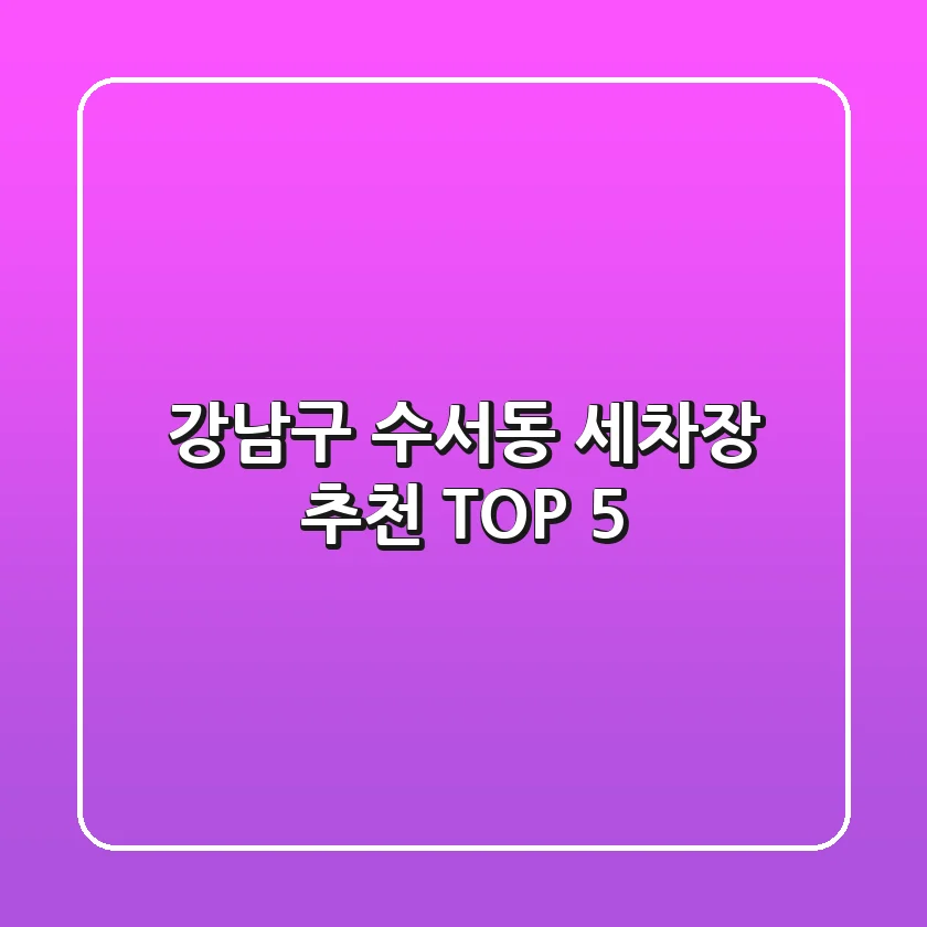강남구 수서동 세차장 추천 TOP 5