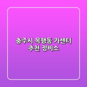 충주시 목행동 카센터 추천 정비소