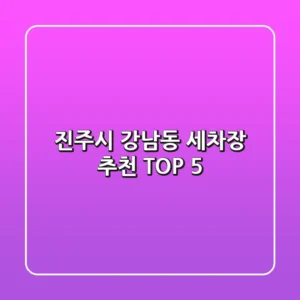 진주시 강남동 세차장 추천 TOP 5