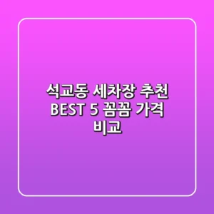 석교동 세차장 추천 BEST 5 : 꼼꼼 가격 비교