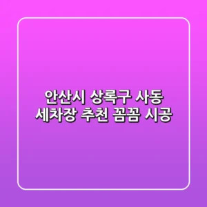 안산시 상록구 사동 세차장 추천 | 꼼꼼 시공