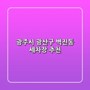 광주시 광산구 벽진동 세차장 추천