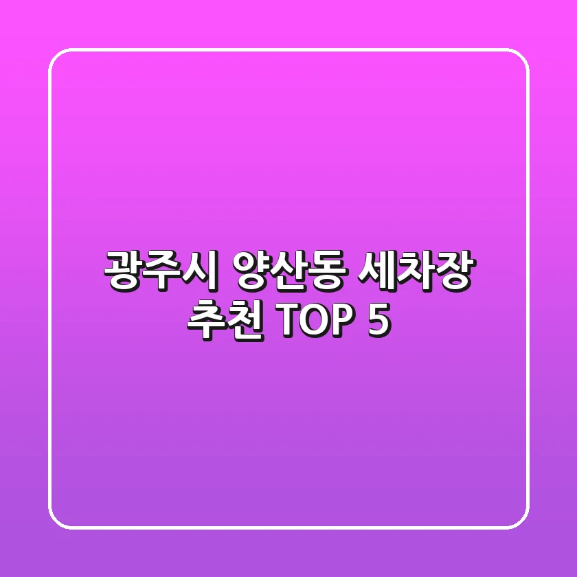 광주시 양산동 세차장 추천 TOP 5