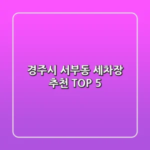 경주시 서부동 세차장 추천 TOP 5
