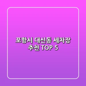 포항시 대신동 세차장 추천 TOP 5