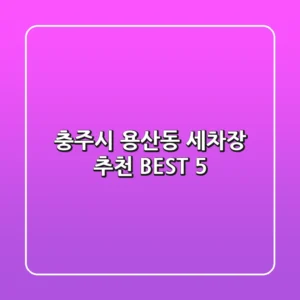 충주시 용산동 세차장 추천 BEST 5