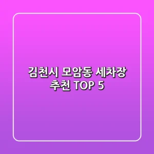 김천시 모암동 세차장 추천 TOP 5
