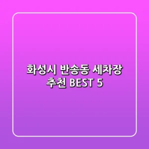 화성시 반송동 세차장 추천 BEST 5
