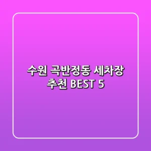 수원 곡반정동 세차장 추천 BEST 5