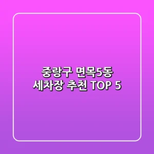 중랑구 면목5동 세차장 추천 TOP 5