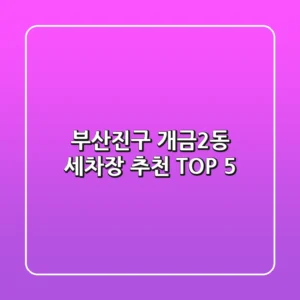 부산진구 개금2동 세차장 추천 TOP 5