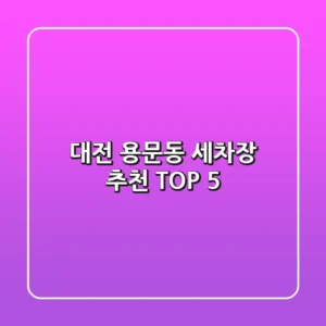 대전 용문동 세차장 추천 TOP 5