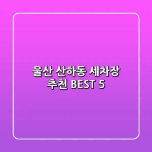 울산 산하동 세차장 추천 BEST 5