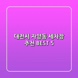 대전시 자양동 세차장 추천 BEST 5