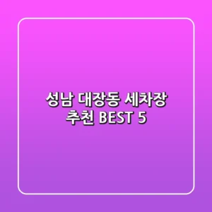 성남 대장동 세차장 추천 BEST 5