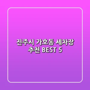 진주시 가호동 세차장 추천 BEST 5