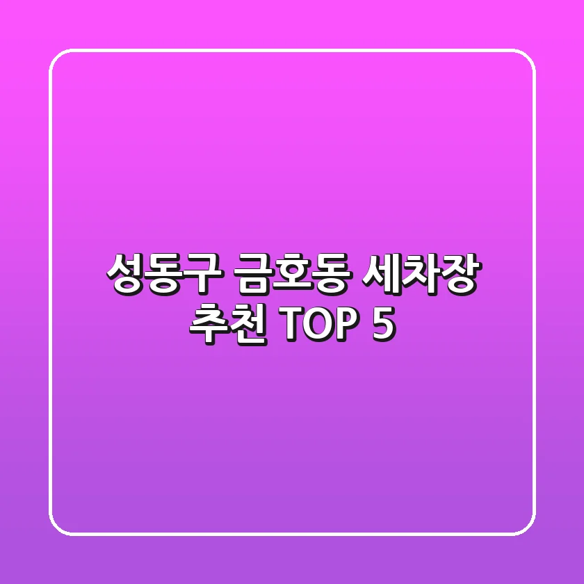 성동구 금호동 세차장 추천 TOP 5
