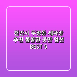천안시 두정동 세차장 추천 | 꼼꼼한 곳만 엄선 BEST 5