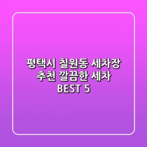 평택시 칠원동 세차장 추천 | 깔끔한 세차 BEST 5