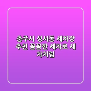 충주시 성서동 세차장 추천: 꼼꼼한 세차로 새 차처럼!