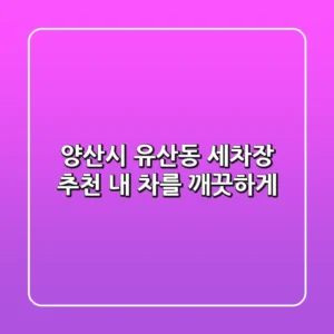 양산시 유산동 세차장 추천: 내 차를 깨끗하게!