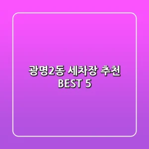 광명2동 세차장 추천 BEST 5