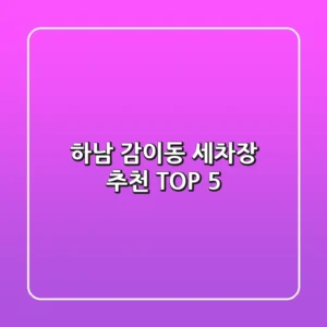 하남 감이동 세차장 추천 TOP 5