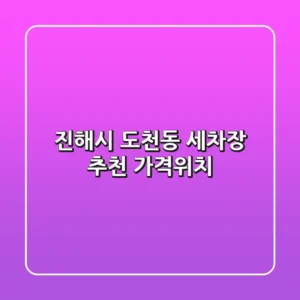 진해시 도천동 세차장 추천 [가격/위치]