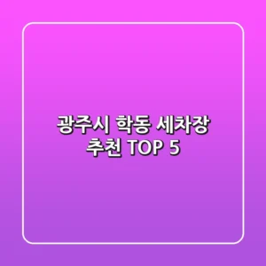 광주시 학동 세차장 추천 TOP 5