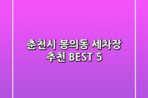 춘천시 봉의동 세차장 추천 BEST 5