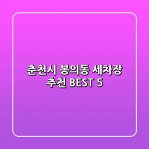 춘천시 봉의동 세차장 추천 BEST 5
