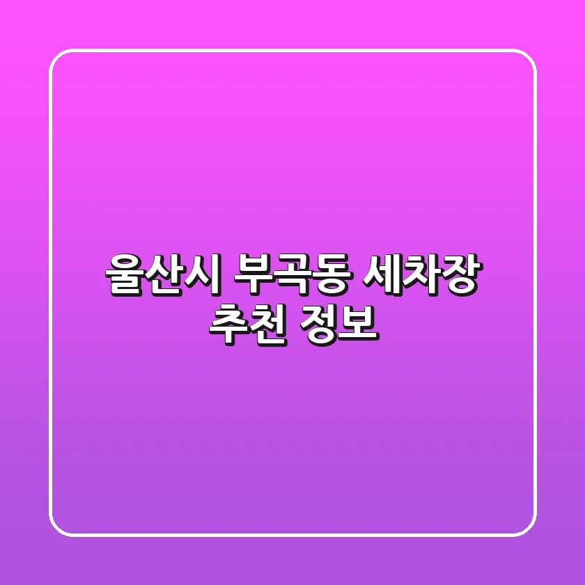 울산시 부곡동 세차장 추천 정보