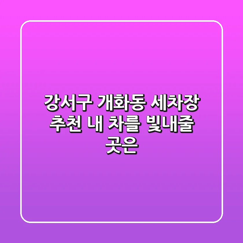 강서구 개화동 세차장 추천 : 내 차를 빛내줄 곳은?