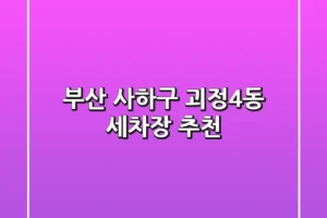 부산 사하구 괴정4동 세차장 추천