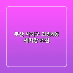 부산 사하구 괴정4동 세차장 추천
